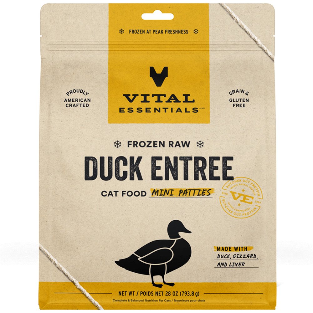 Vital Essentials Duck Entrée Mini Patties Frozen Raw Cat Food