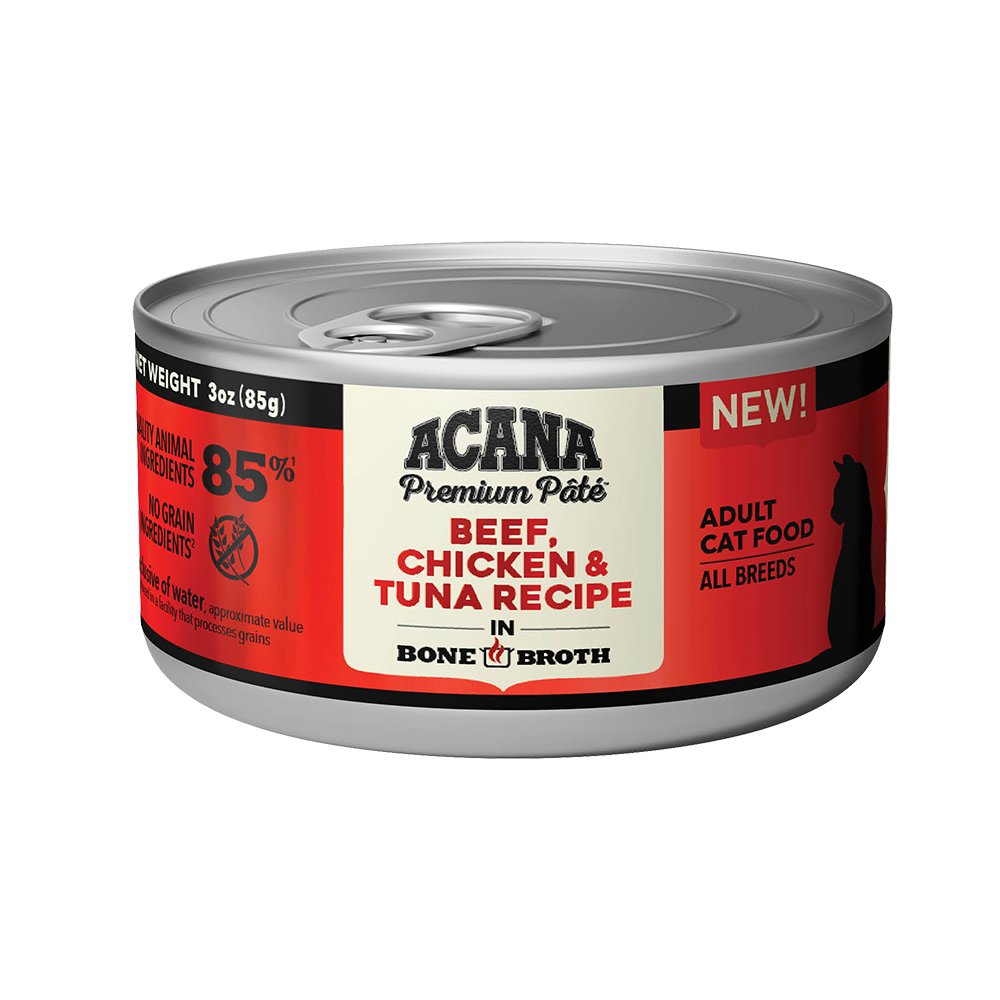 ACANA Premium Pate Beef, Chicken & Tuna Recipe In Bone Broth Canned Cat Food