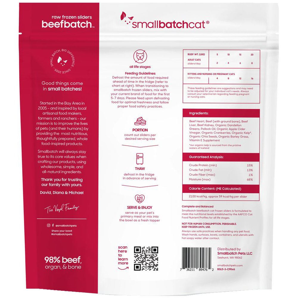 Smallbatch Beefbatch Sliders Raw Frozen Cat Food - Image 2