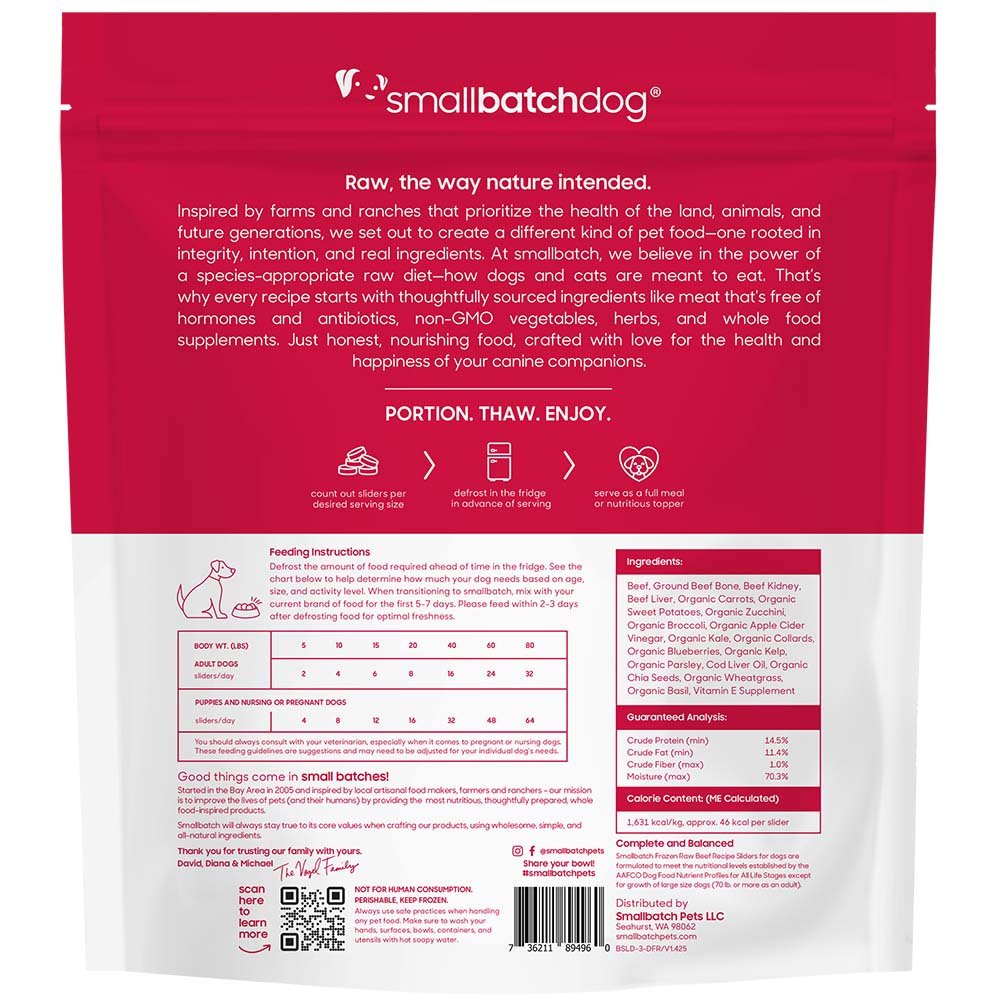 Smallbatch Beef Recipe Sliders Raw Frozen Dog Food - Image 2