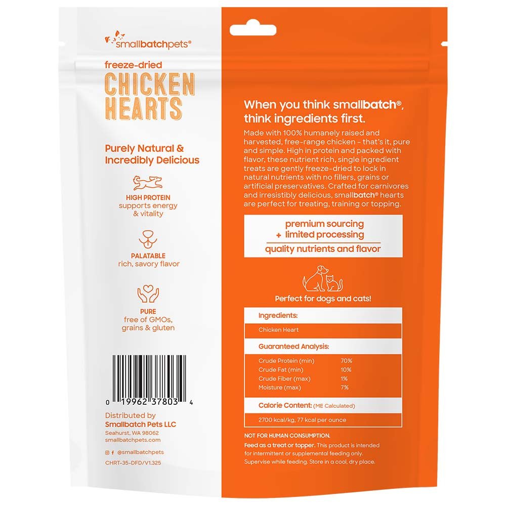 Smallbatch Freeze-Dried Chicken Hearts Dog & Cat Treats - Image 2