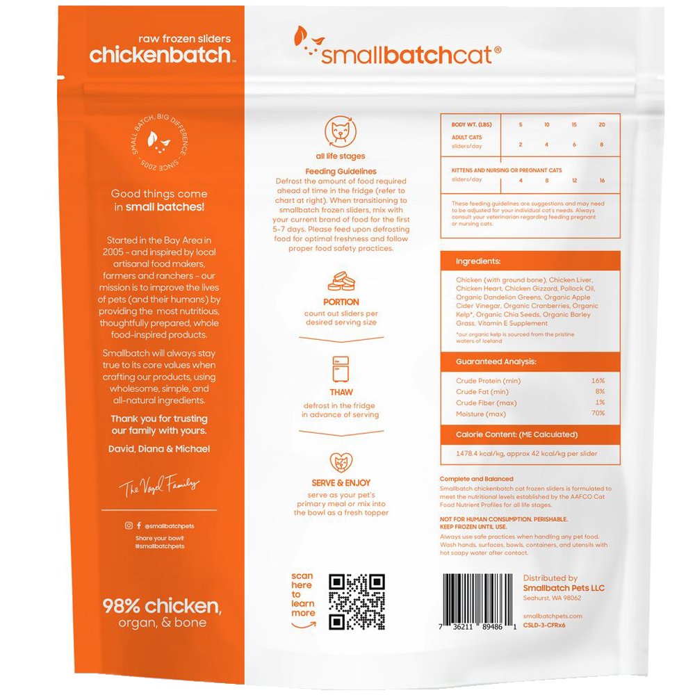 Smallbatch Chickenbatch Sliders Raw Frozen Cat Food - Image 2