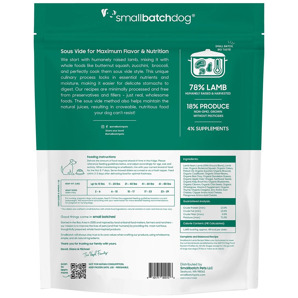 Smallbatch Lightly Cooked Lamb Recipe Sliders Frozen Dog Food - Image 2