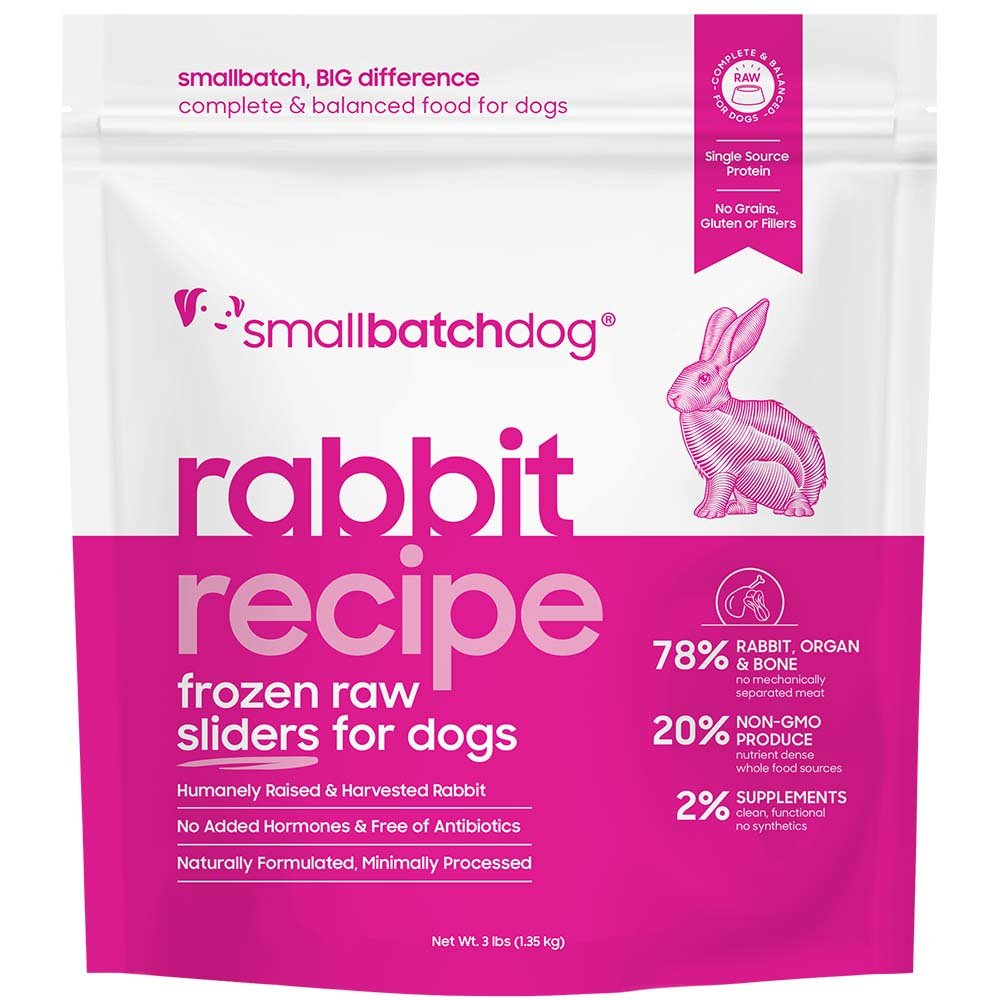Smallbatch Rabbit Recipe Sliders Raw Frozen Dog Food