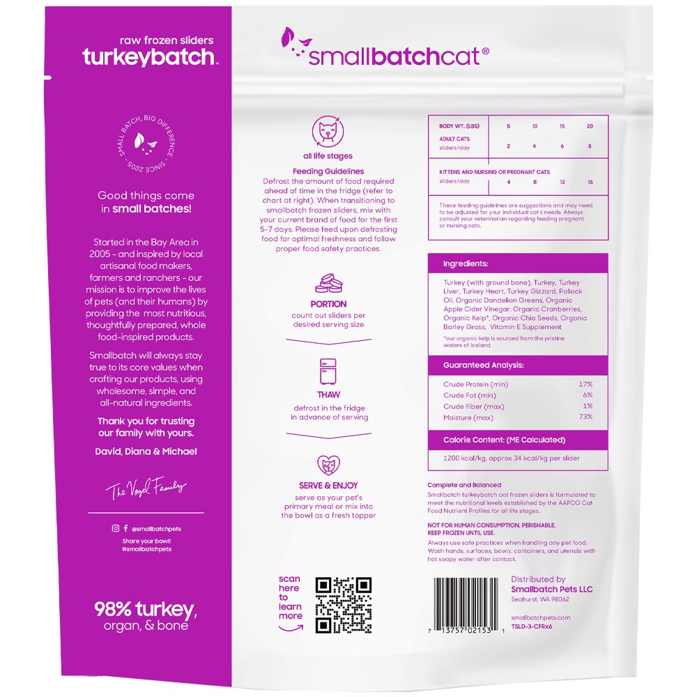 Smallbatch Turkeybatch Sliders Raw Frozen Cat Food - Image 2