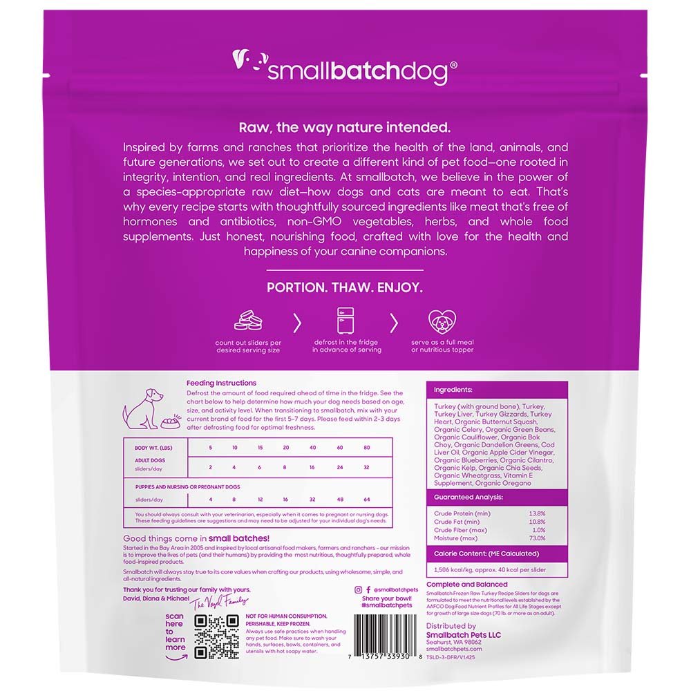 Smallbatch Turkey Recipe Sliders Raw Frozen Dog Food - Image 2