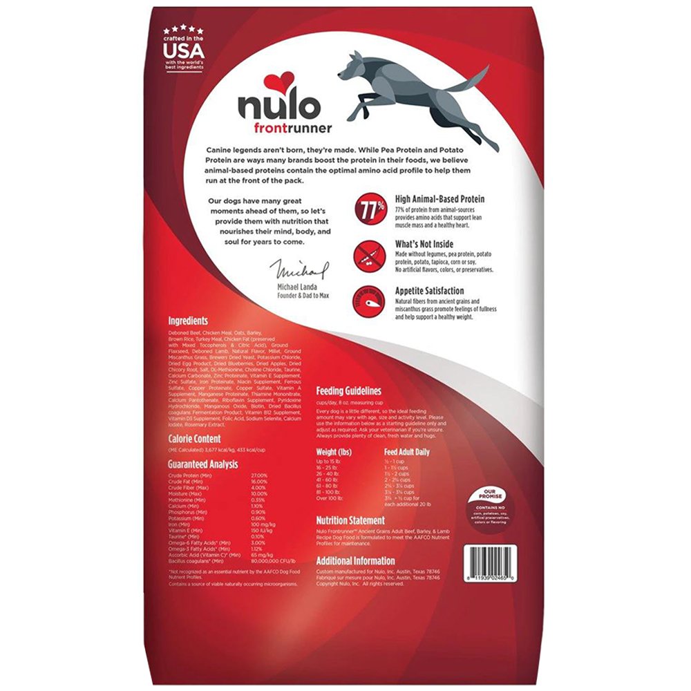 Nulo Frontrunner Ancient Grains Beef, Barley & Lamb Recipe Adult Dry Dog Food - Image 2