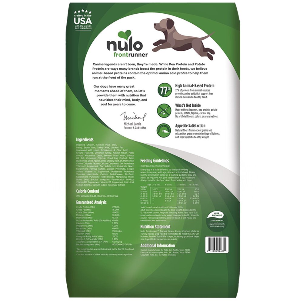 Nulo Frontrunner Ancient Grains Chicken, Oats & Turkey Recipe Puppy Dry Dog Food - Image 2