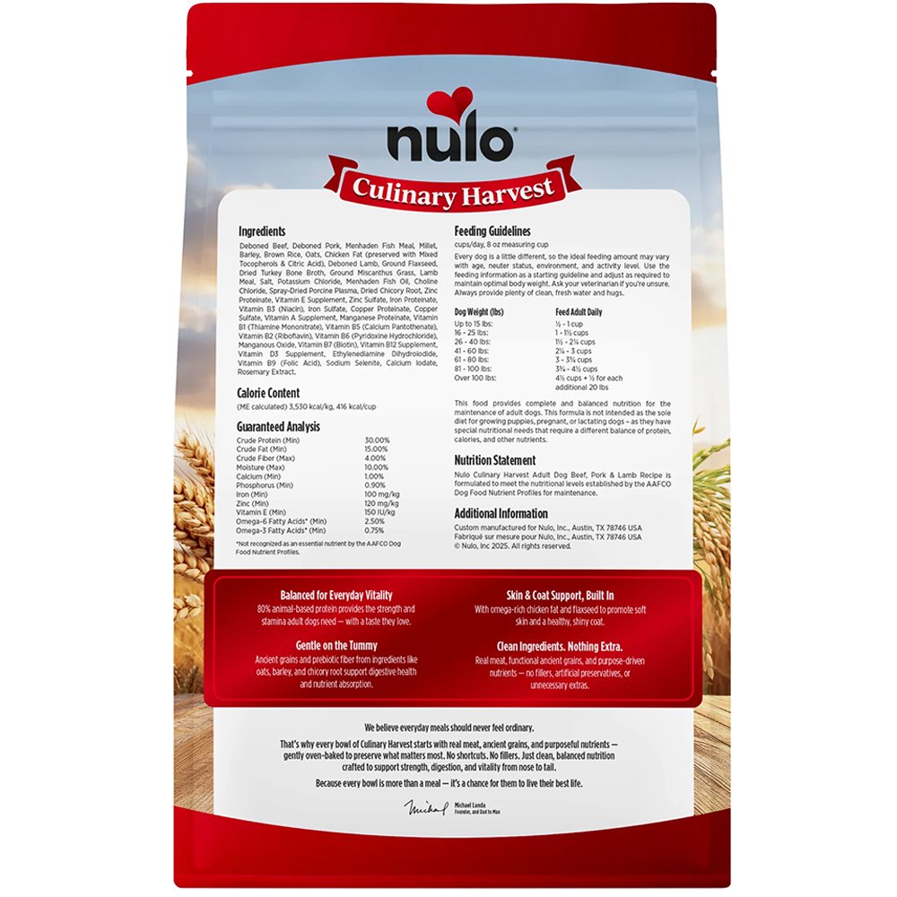 Nulo Culinary Harvest Oven-Baked Beef, Pork & Lamb Recipe Adult Dry Dog Food - Image 2