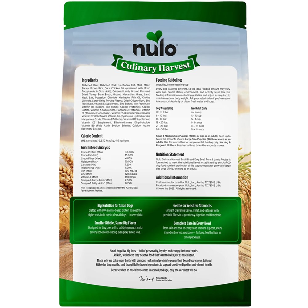 Nulo Culinary Harvest Oven-Baked Beef, Pork & Lamb Recipe Small Breed Adult Dry Dog Food - Image 2