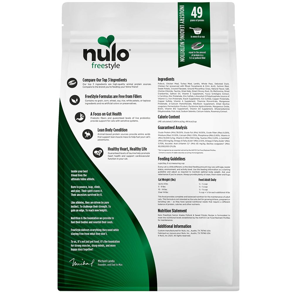Nulo Freestyle Senior Alaska Pollock & Sweet Potato Recipe Adult Dry Cat Food - Image 2