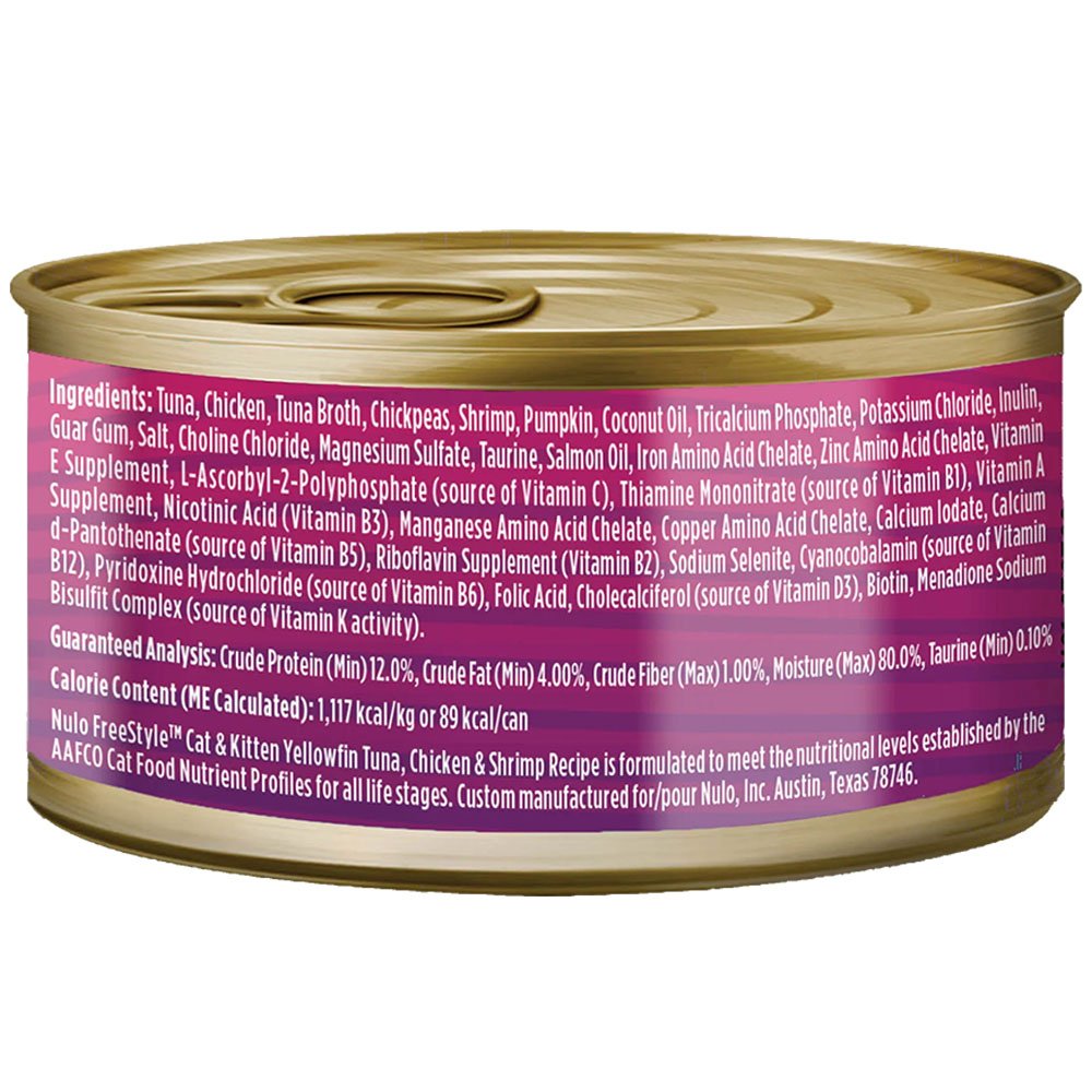 Nulo Freestyle Paté Yellowfin Tuna & Shrimp Recipe in Broth Kitten & Adult Canned Cat Food - Image 2