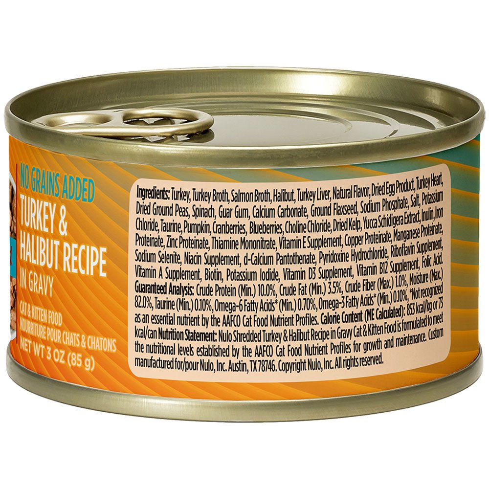 Nulo Shredded Turkey & Halibut Recipe In Gravy Kitten & Adult Canned Cat Food - Image 2