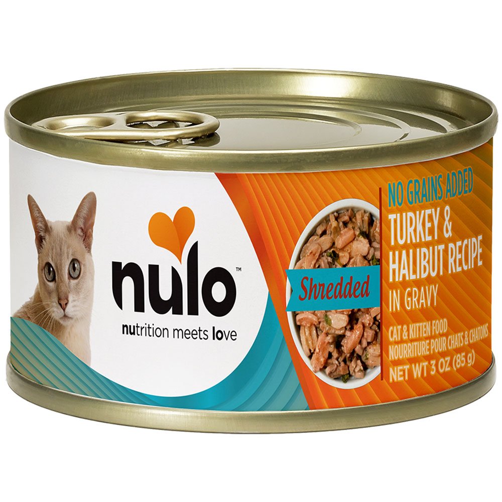 Nulo Shredded Turkey & Halibut Recipe In Gravy Kitten & Adult Canned Cat Food