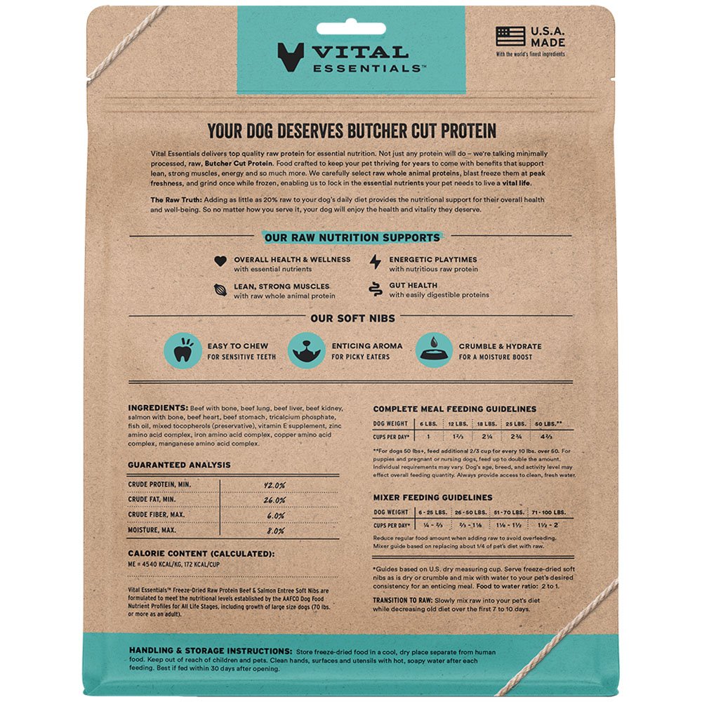 Vital Essentials Beef & Salmon Entrée & Mixer Soft Nibs Freeze-Dried Raw Dog Food - Image 3
