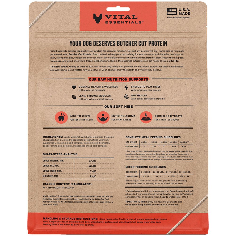 Vital Essentials Lamb & Whitefish Entrée & Mixer Soft Nibs Freeze-Dried Raw Dog Food - Image 3