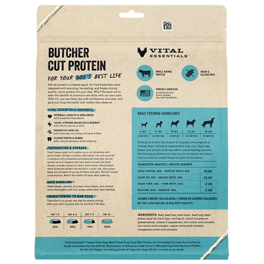 Vital Essentials Beef Entrée Mini Patties Freeze-Dried Raw Dog Food - Image 2