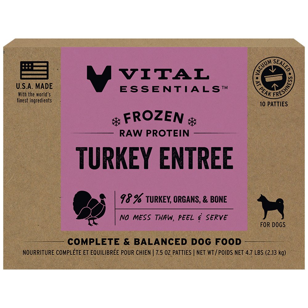 Vital Essentials Turkey Entrée Frozen Raw Patties Dog Food