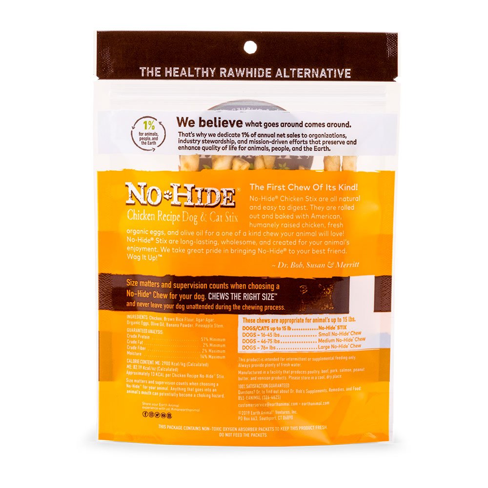 Earth Animal Dr. Bob Goldstein’s No-Hide Chicken Stix Dog & Cat Chew Treats - Image 3