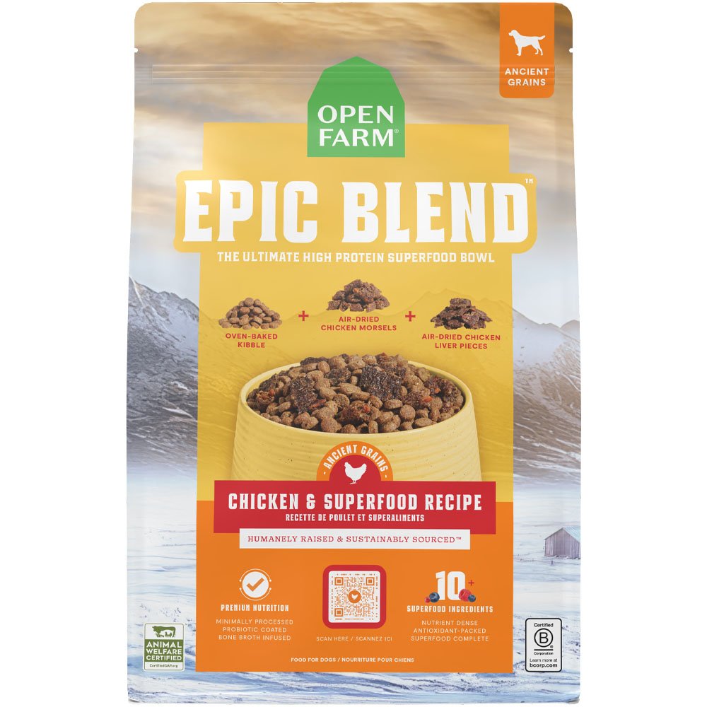 Open Farm Epic Blend Ancient Grains Chicken & Superfood Recipe Oven Baked Dry Dog Food