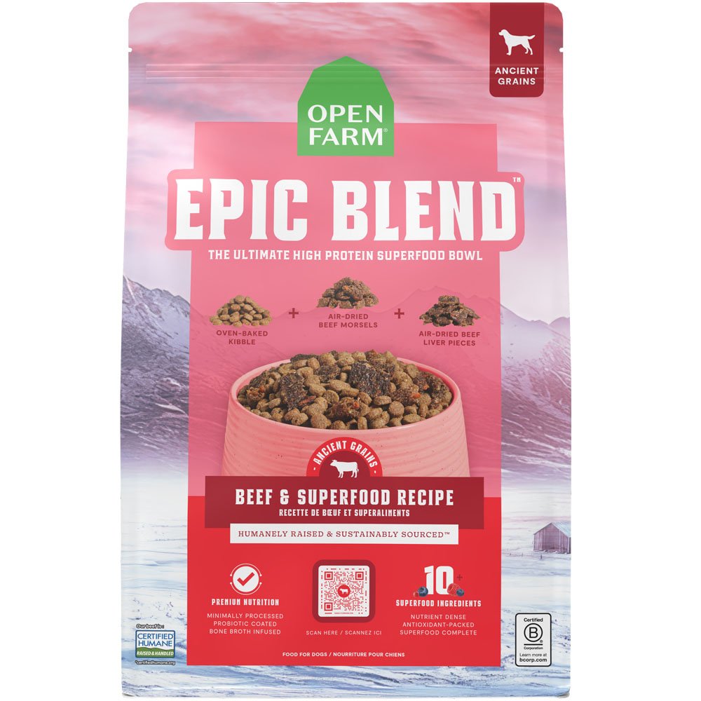 Open Farm Epic Blend Ancient Grains Beef & Superfood Recipe Oven Baked Dry Dog Food