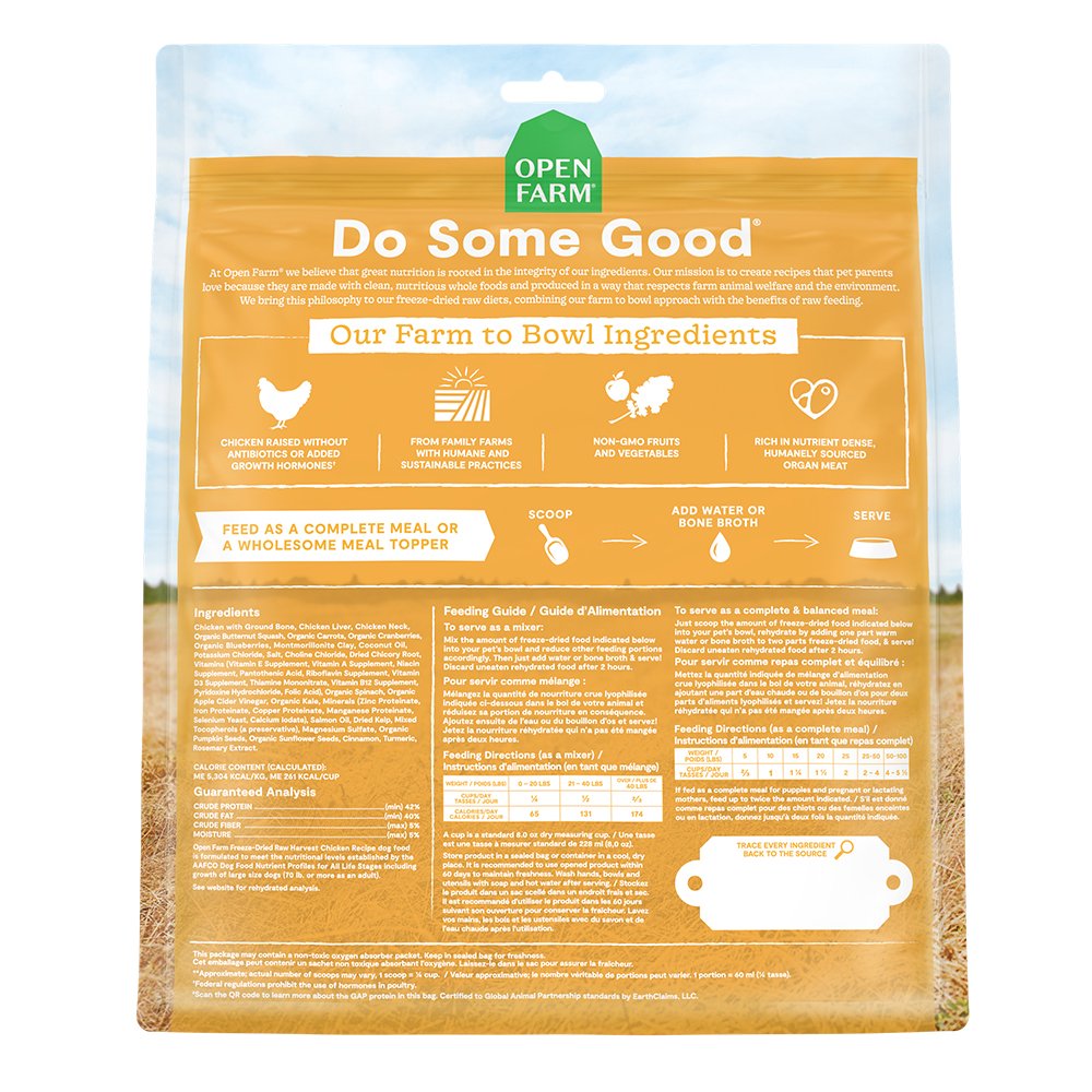 Open Farm Grain Free Harvest Chicken Recipe Freeze-Dried Raw Dog Food - Image 3