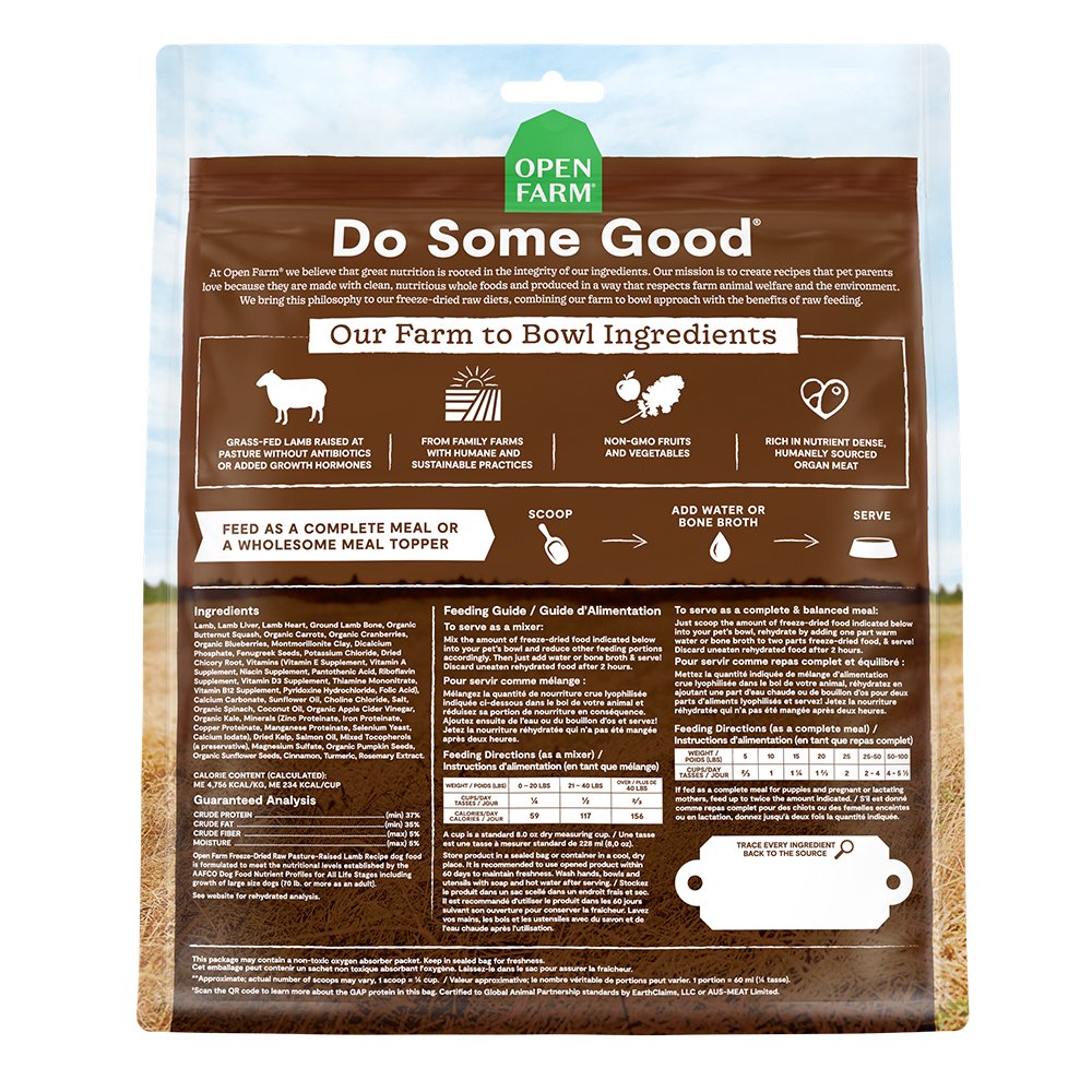 Open Farm Grain Free Pasture-Raised Lamb Recipe Freeze-Dried Raw Dog Food - Image 3
