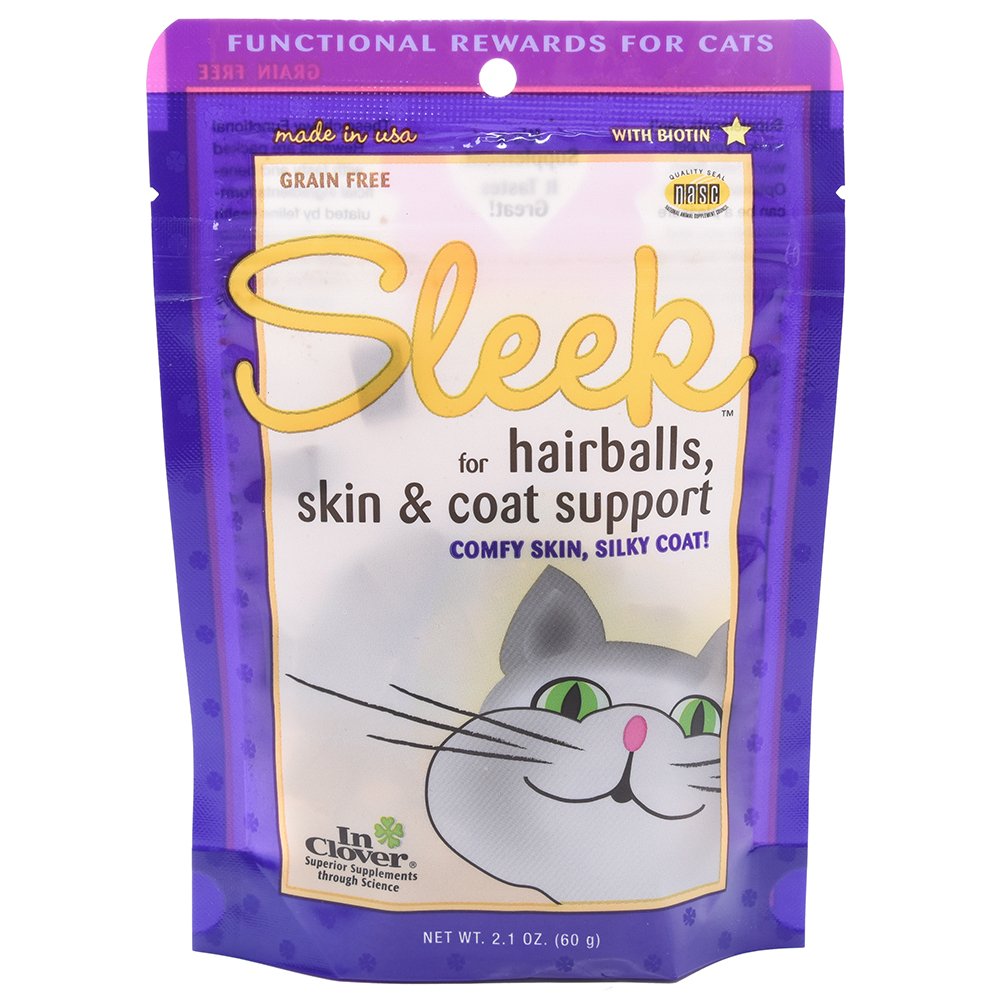 InClover Sleek for Hairballs, Skin & Coat Support Cat Chew Treats