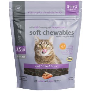 Treatibles 1.5mg CBD Hemp Extract Surf 'n' Turf Flavor Soft Chews for Cats