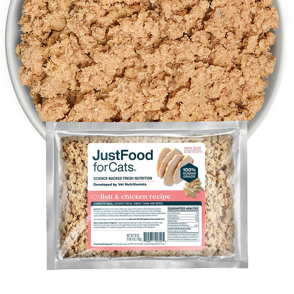 JustFoodforCats Fish & Chicken Recipe Frozen Cooked Cat Food - Image 2