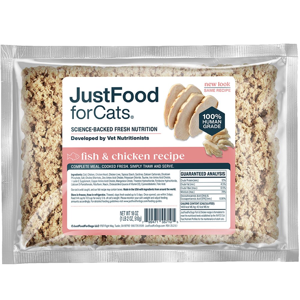 JustFoodforCats Fish & Chicken Recipe Frozen Cooked Cat Food