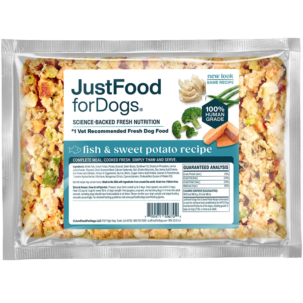 JustFoodforDogs Fish & Sweet Potato Recipe Frozen Cooked Dog Food