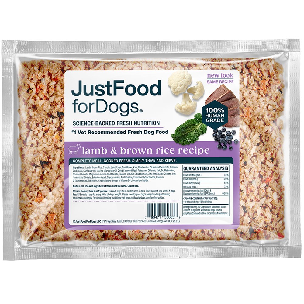 JustFoodforDogs Lamb & Brown Rice Recipe Frozen Cooked Dog Food