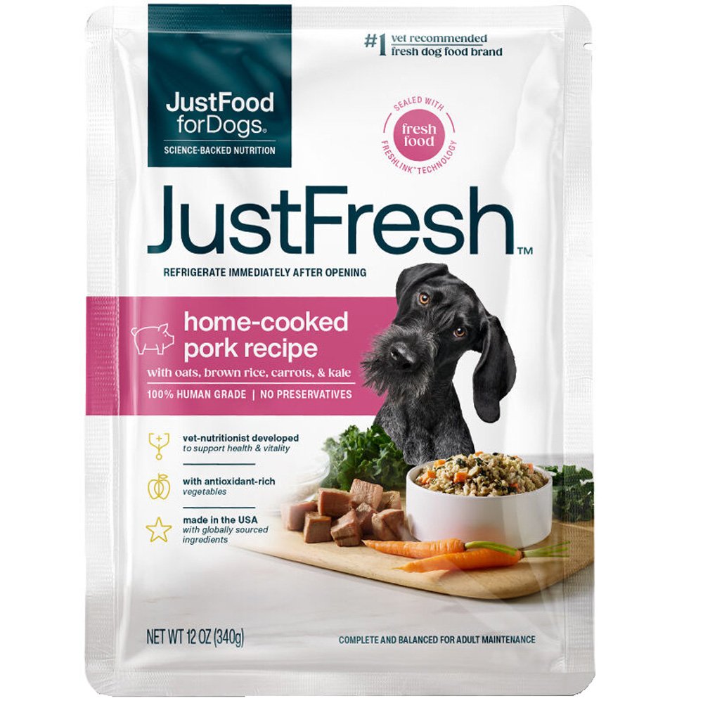 JustFoodforDogs JustFresh Home-Cooked Pork Recipe w/ Oats, Brown Rice, Carrots & Kale Adult Dog Food