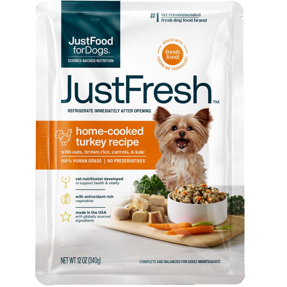 JustFoodforDogs JustFresh Home-Cooked Turkey Recipe w/ Oats, Brown Rice, Carrots & Kale Adult Dog Food