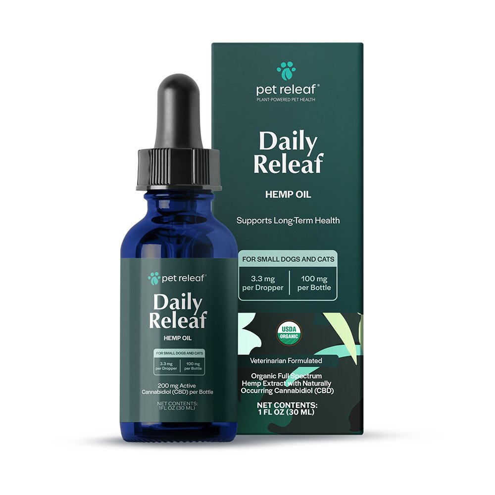 Pet Releaf 100 mg Daily Releaf Organic Hemp Oil for Small Dogs & Cats