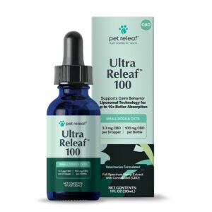 Pet Releaf Ultra Releaf Liposome Hemp Oil 100mg w/ Liposomal Technology for Maximum Absorption & Rapid Relief for Small Dogs & Cats
