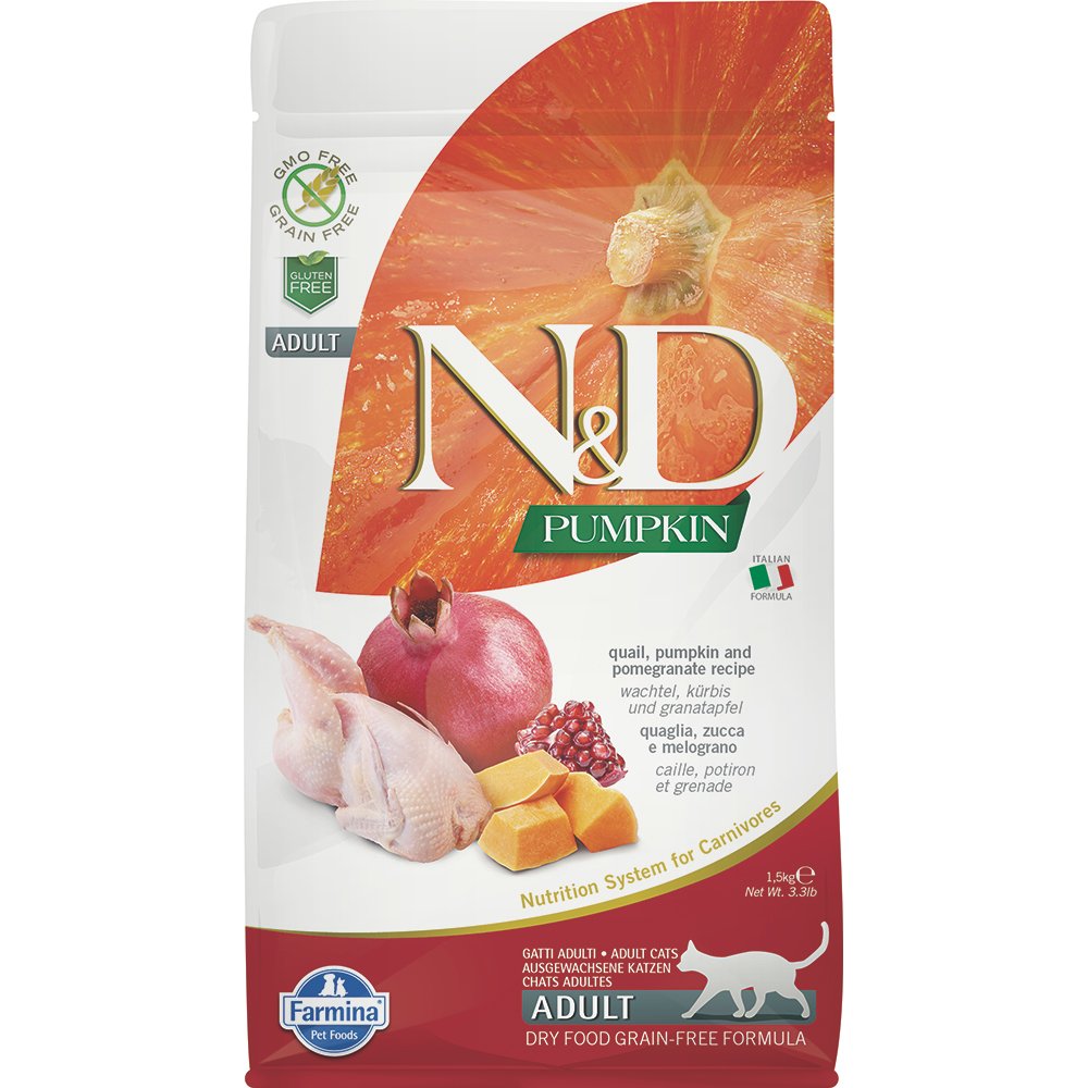 Farmina N&D Pumpkin Quail, Pumpkin and Pomegranate Recipe Adult Dry Cat Food