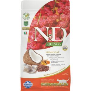 Farmina N&D Quinoa Skin & Coat Herring, Quinoa, Coconut & Turmeric Adult Dry Cat Food
