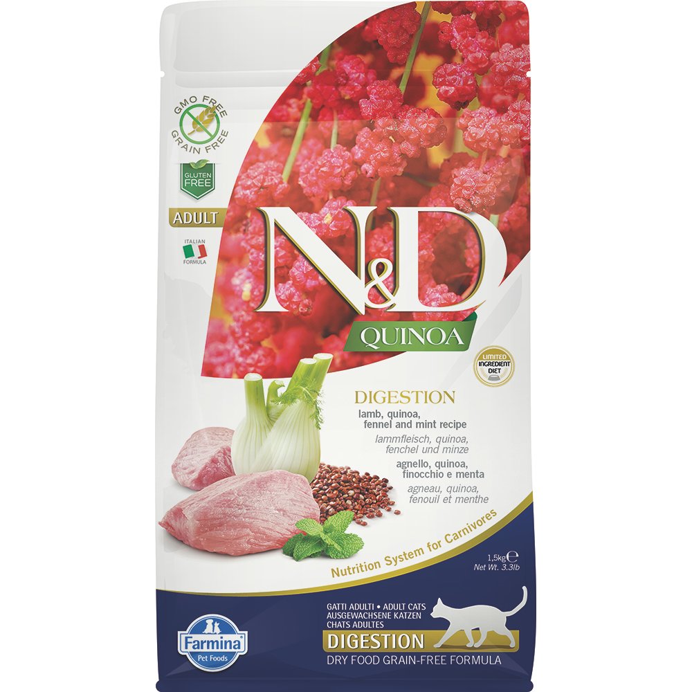 Farmina N&D Quinoa Digestion Lamb, Quinoa, Fennel & Mint Dry Cat Food