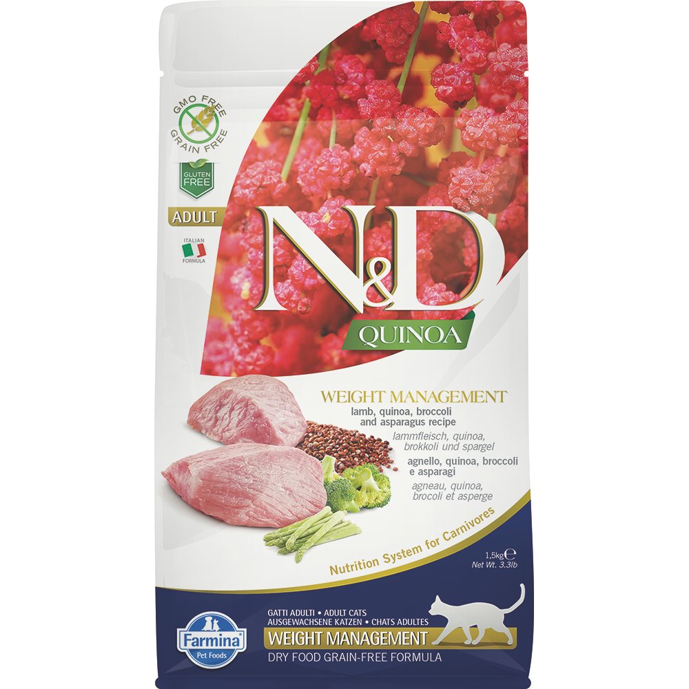Farmina N&D Quinoa Weight Management Lamb, Quinoa, Broccoli & Asparagus Adult Dry Cat Food