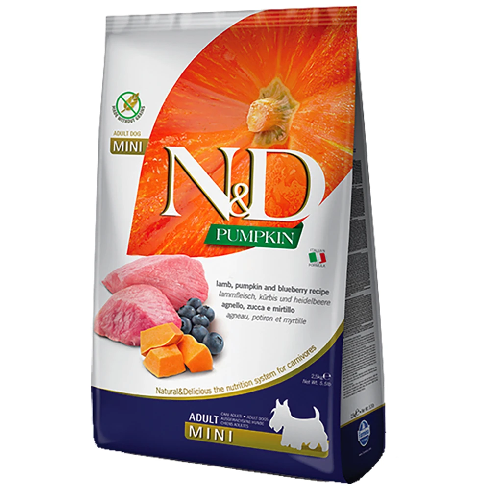 Farmina N&D Pumpkin Lamb, Pumpkin & Blueberry Recipe Adult Mini Kibble Dry Dog Food