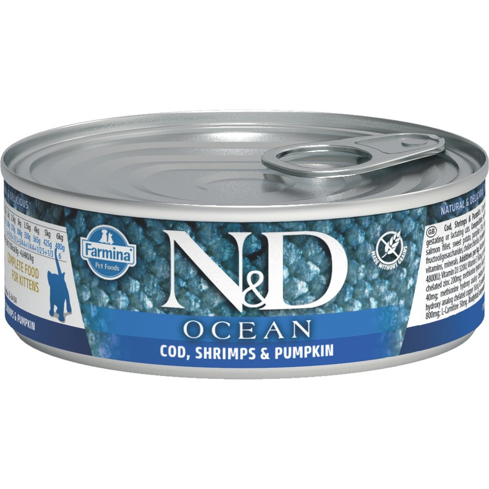 Farmina N&D Ocean Cod, Shrimp & Pumpkin Kitten Canned Cat Food