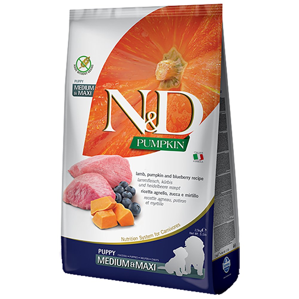 Farmina N&D Pumpkin Lamb, Pumpkin & Blueberry Recipe Puppy Medium/Large Breed Dry Dog Food