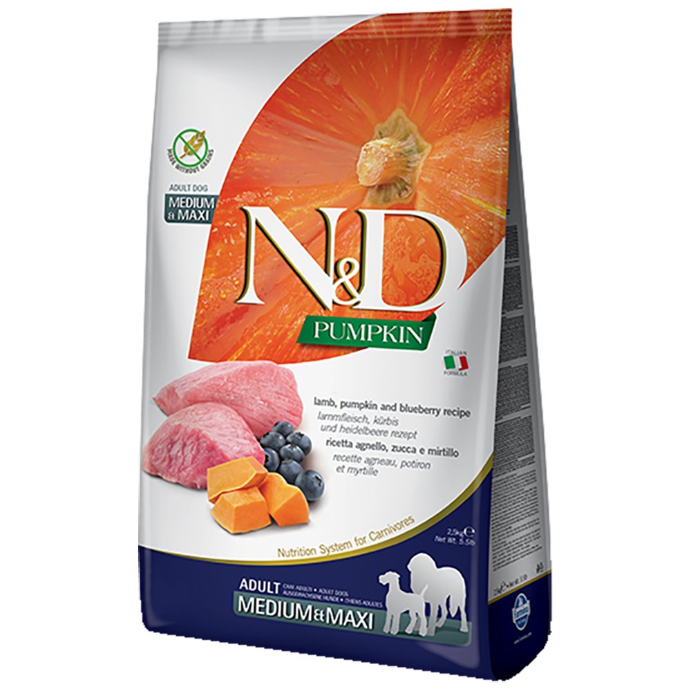 Farmina N&D Pumpkin Lamb, Pumpkin & Blueberry Recipe Adult Medium/Large Breed Dry Dog Food