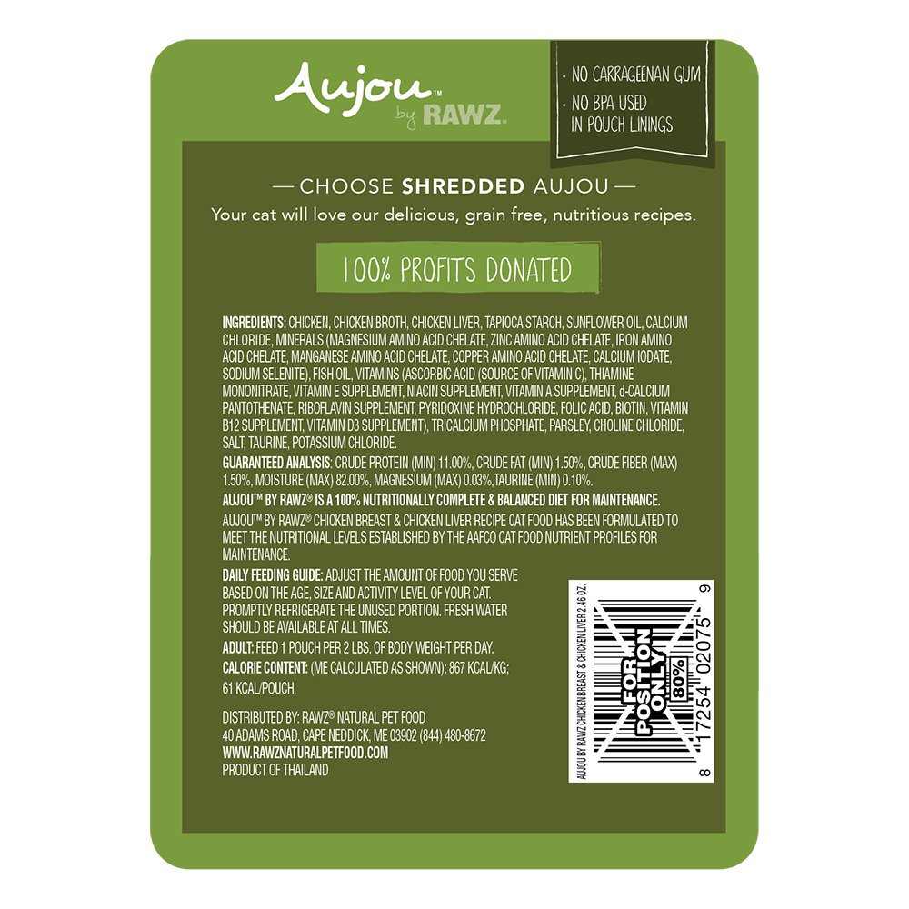 RAWZ Aujou Chicken Breast & Chicken Liver Recipe Wet Cat Food - Image 2