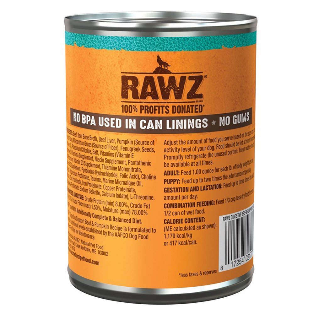 RAWZ Digestive Support Beef & Pumpkin Recipe Canned Dog Food - Image 3