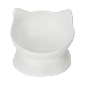 Park Life Designs White Oscar Tilt Ceramic Cat Dish