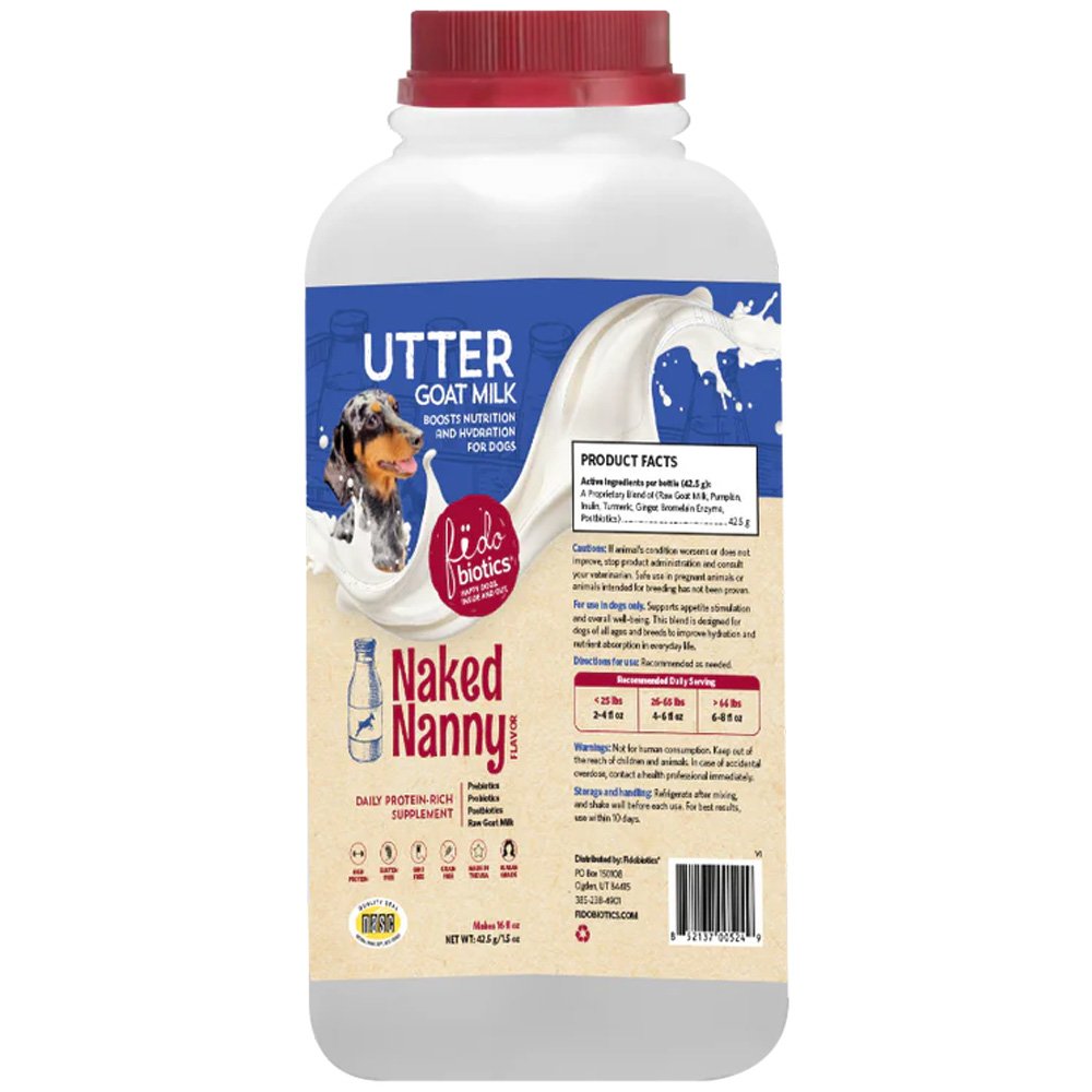Fidobiotics Utter Goat Milk Naked Nanny Flavor Daily Protein-Rich Dog Supplement