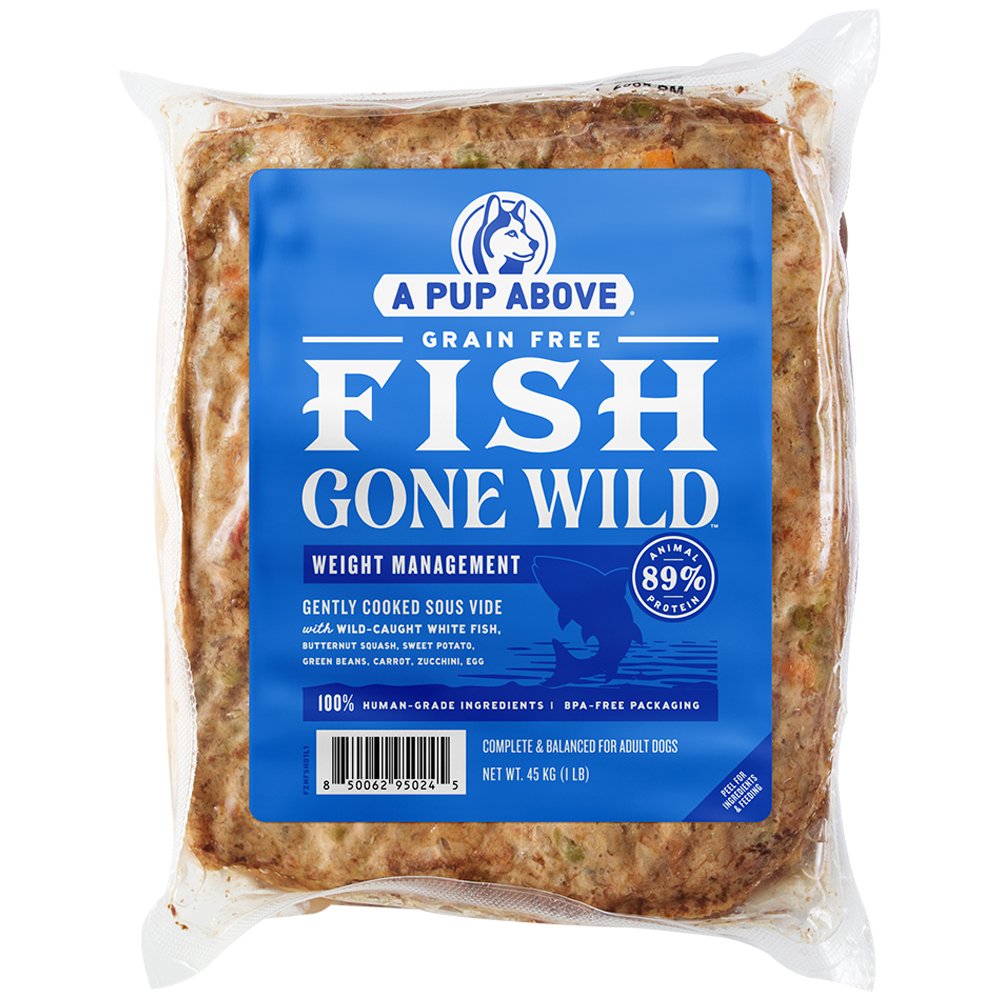 A Pup Above Gently Cooked Grain Free Fish Gone Wild Weight Management Frozen Dog Food
